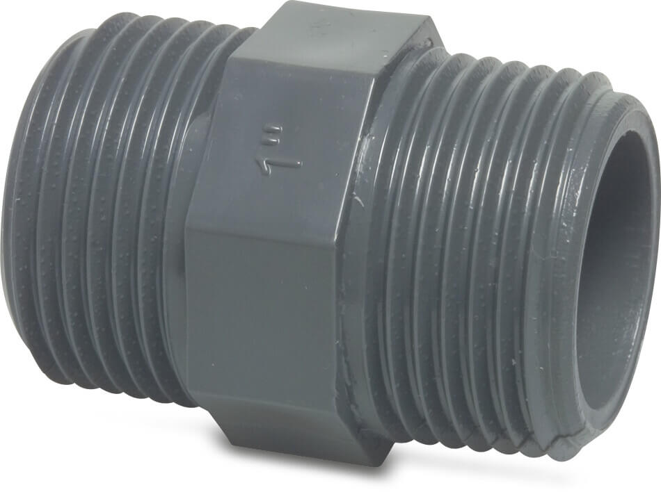 VDL Nipple PVC-U 1/4" male thread 10bar grey