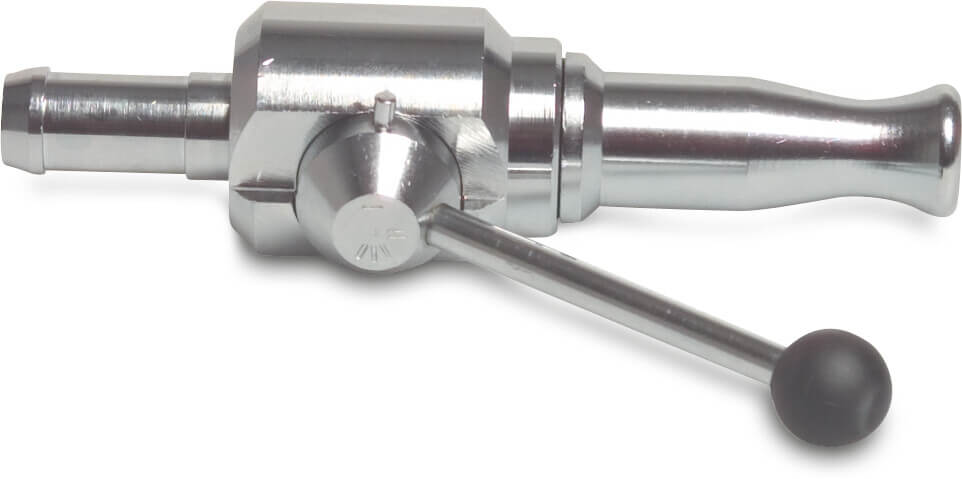 Jet nozzle chrome-plated brass 3/4" x 19 mm hose tail type with valve