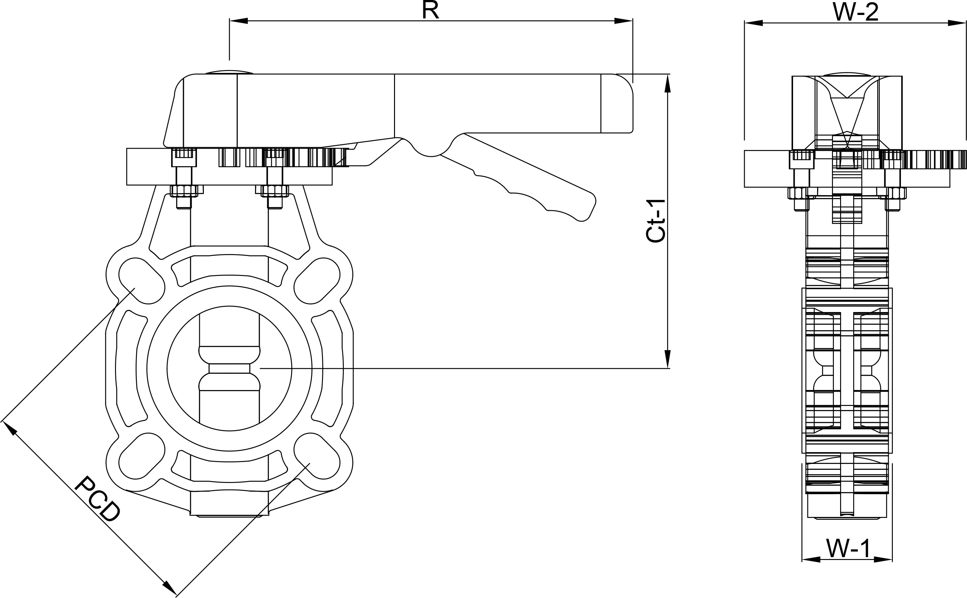 Hydro-S Butterfly valve PVC-U 110 mm flange 10bar DN100 grey PN10 type 7500