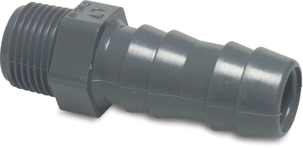 Profec Hose tail adaptor PVC-U 3/8" x 16 mm male thread x hose tail 10bar grey