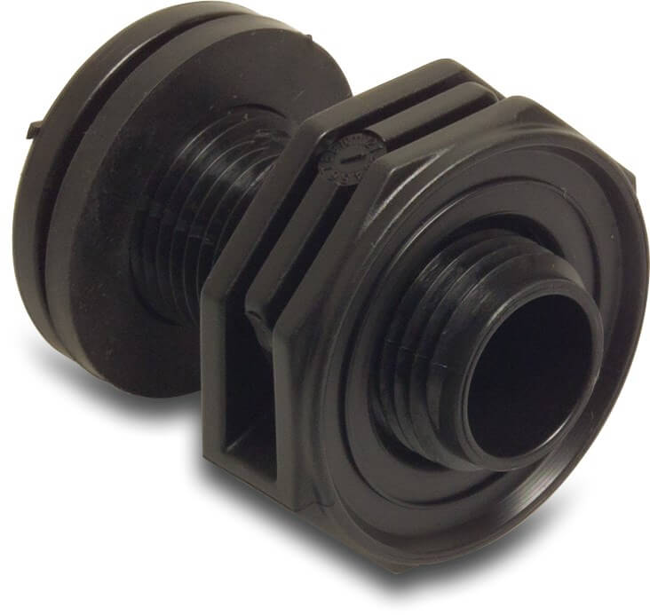 Profec Bulkhead fitting PP 1/2" male thread 10bar black