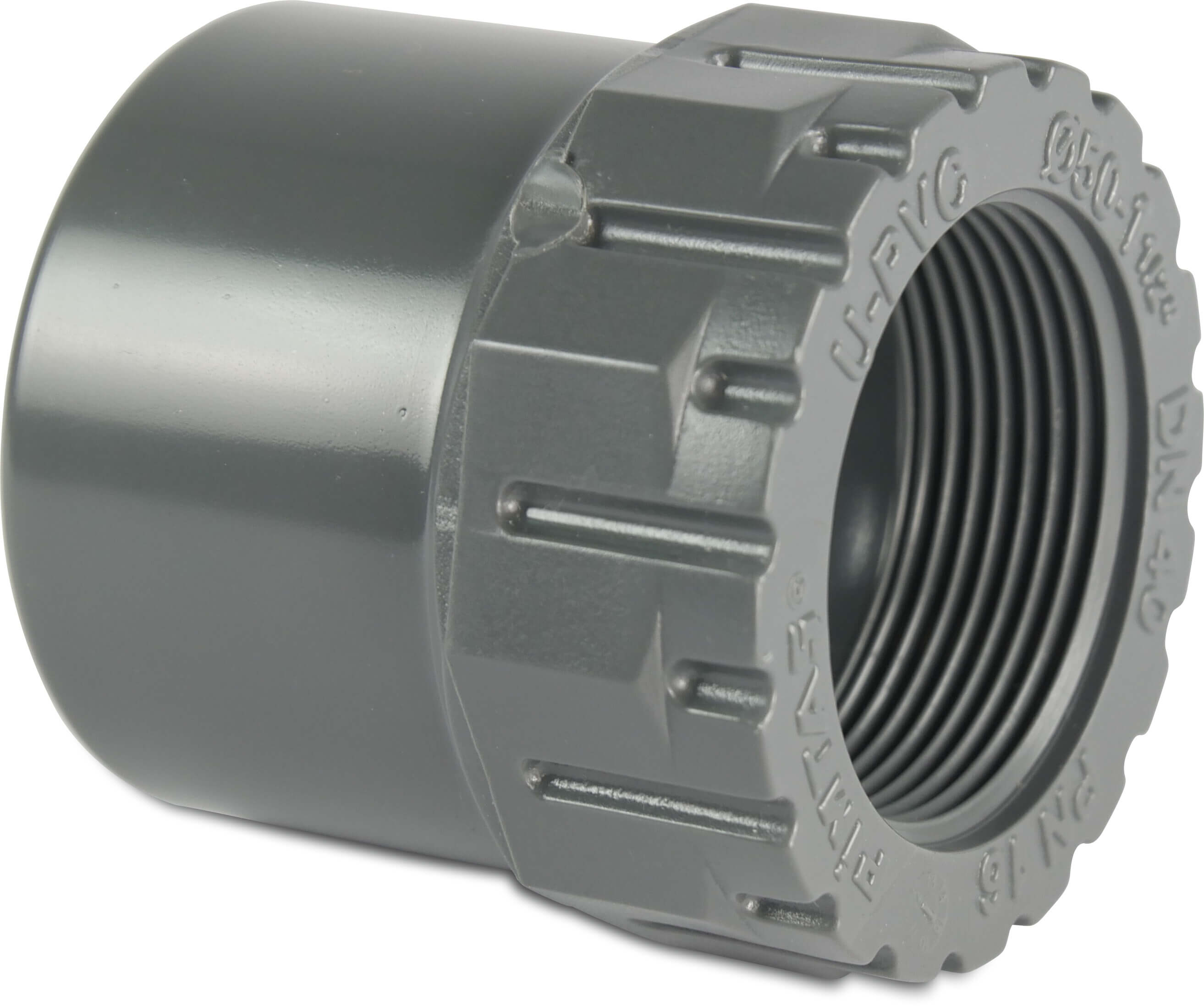 Gewindemuffe PVC-U 20 mm x 1/2" Klebemuffe x Innengewinde 16bar Grau