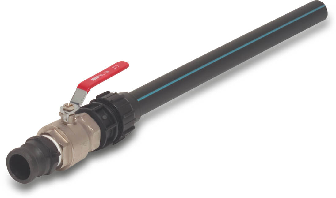 Gießlanze PE 2" V-Teil Kamlock 1m mit PVC Kugelhahn
