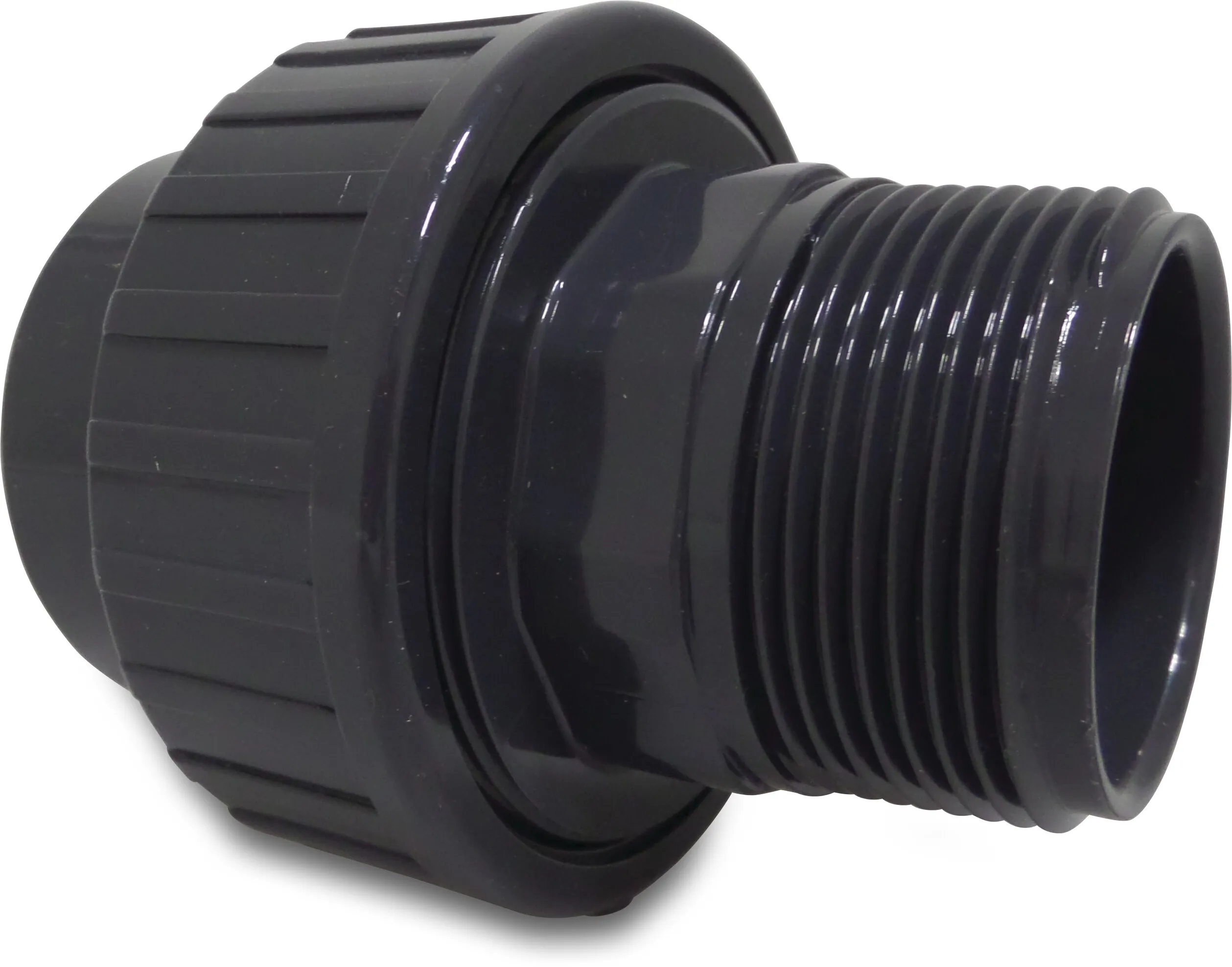 Profec Union adaptor PVC-U 50 mm x 1 1/2" glue socket x male thread 10bar DN40 grey