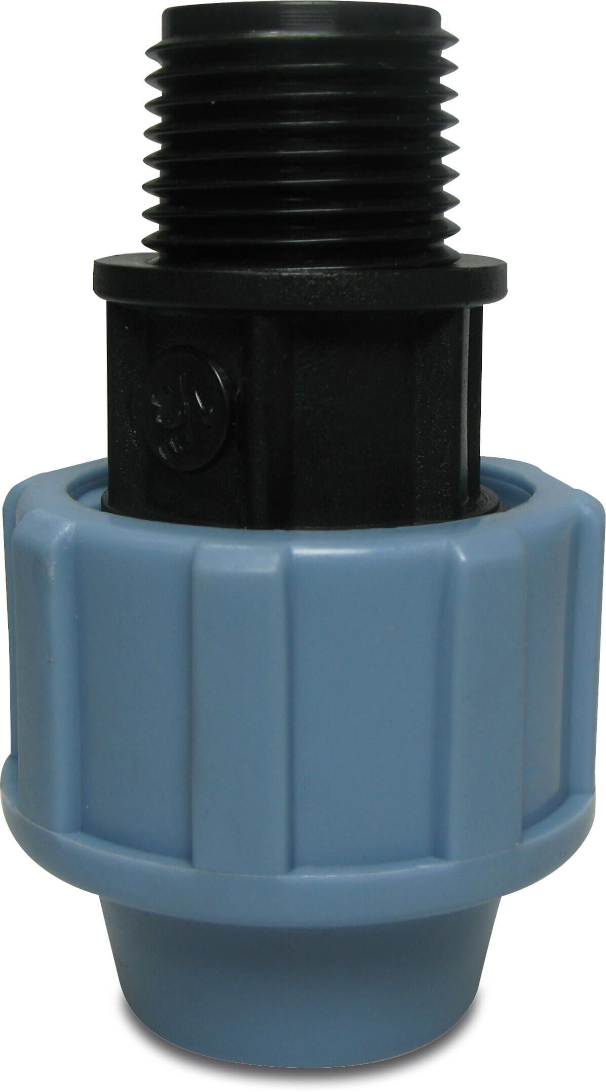 Unidelta Adaptor bush PP 110 mm x 4" compression x male thread 16bar black/blue DVGW/KIWA/WRAS