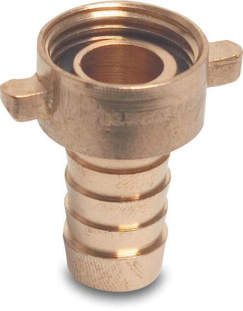 Profec Hose tail 2/3 union adaptor brass 1/2" x 13 mm female threaded nut x hose tail type flat seal