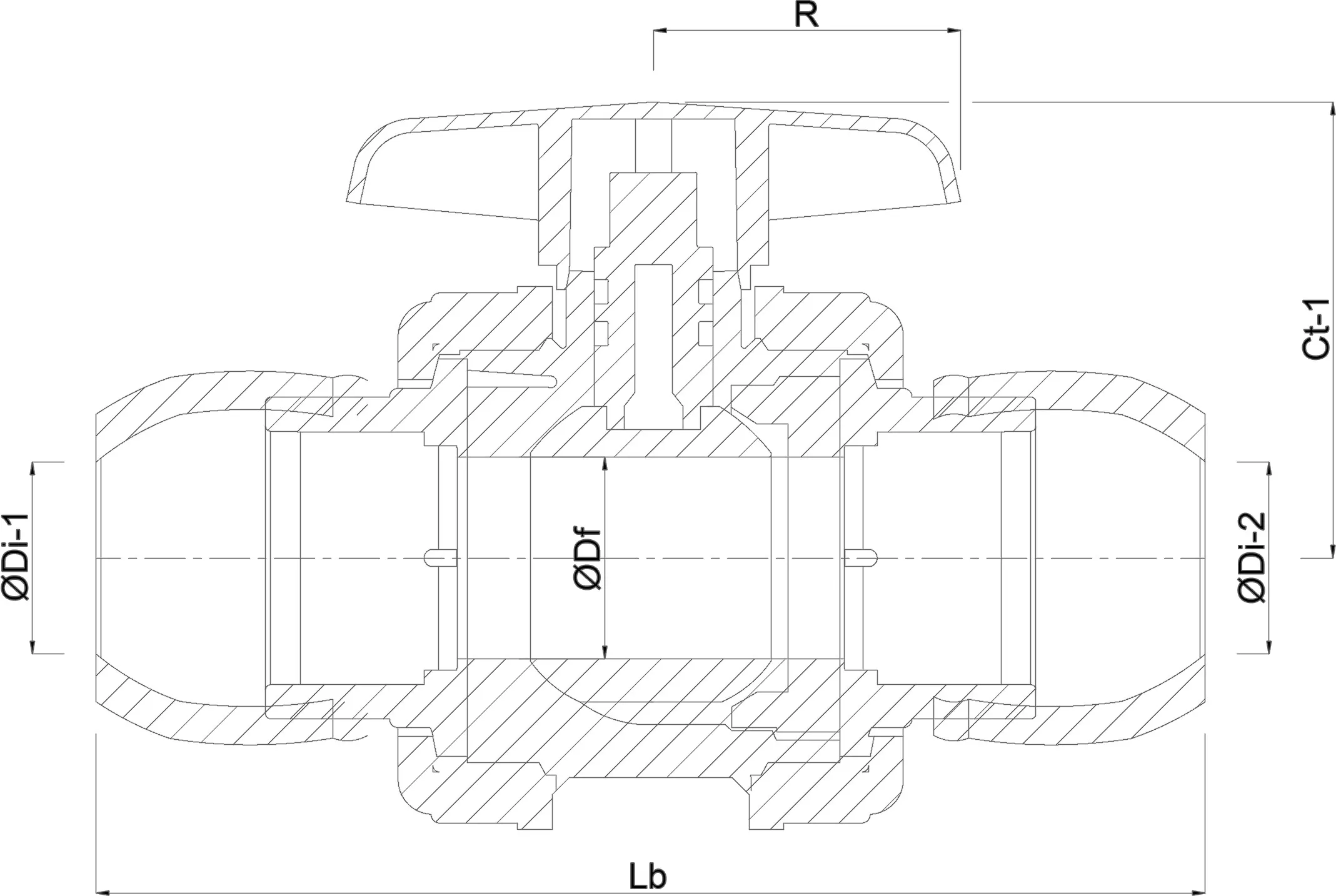 Profec Vanne à bille PP 32 mm à serrer 10bar DN25 noir type Safe 500
