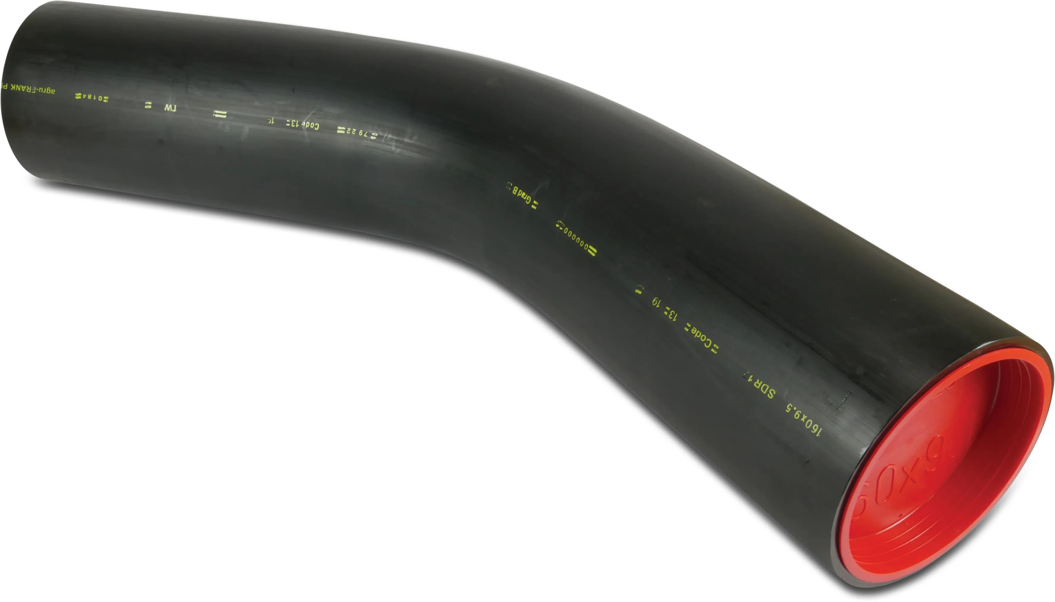 Bend 45° PE100-RC 140 mm plain SDR17 black DVGW type made from tubing