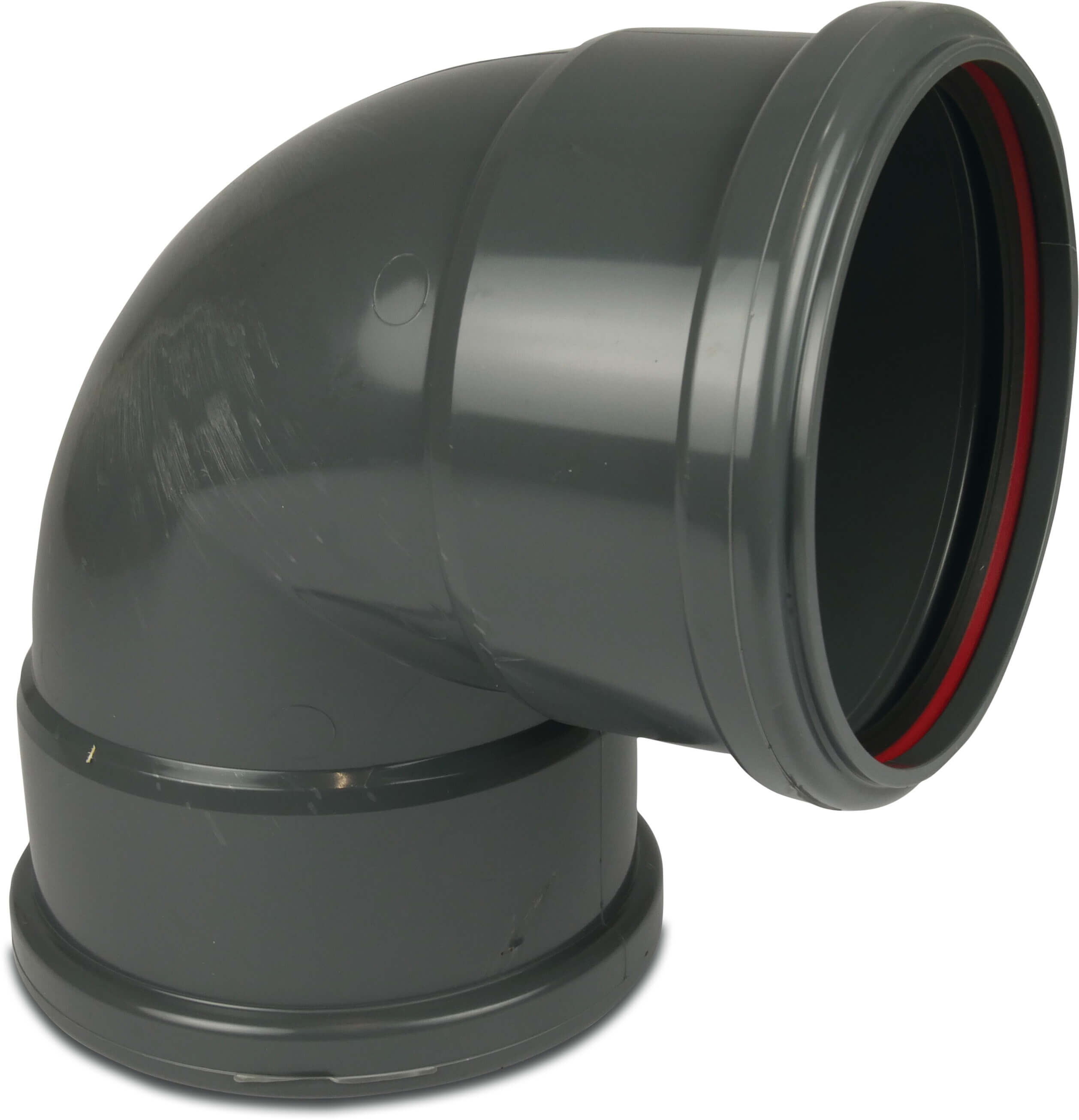 Bogen 87° PVC-U 110 mm SN4 Steckmuffe DN100 Grau KOMO/BENOR kurz