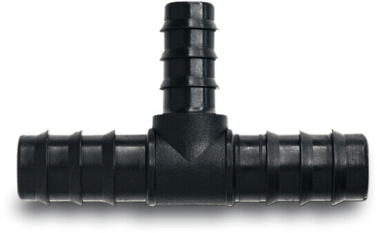 T-piece 90° PP 25 mm x 16 mm x 25 mm barbed black