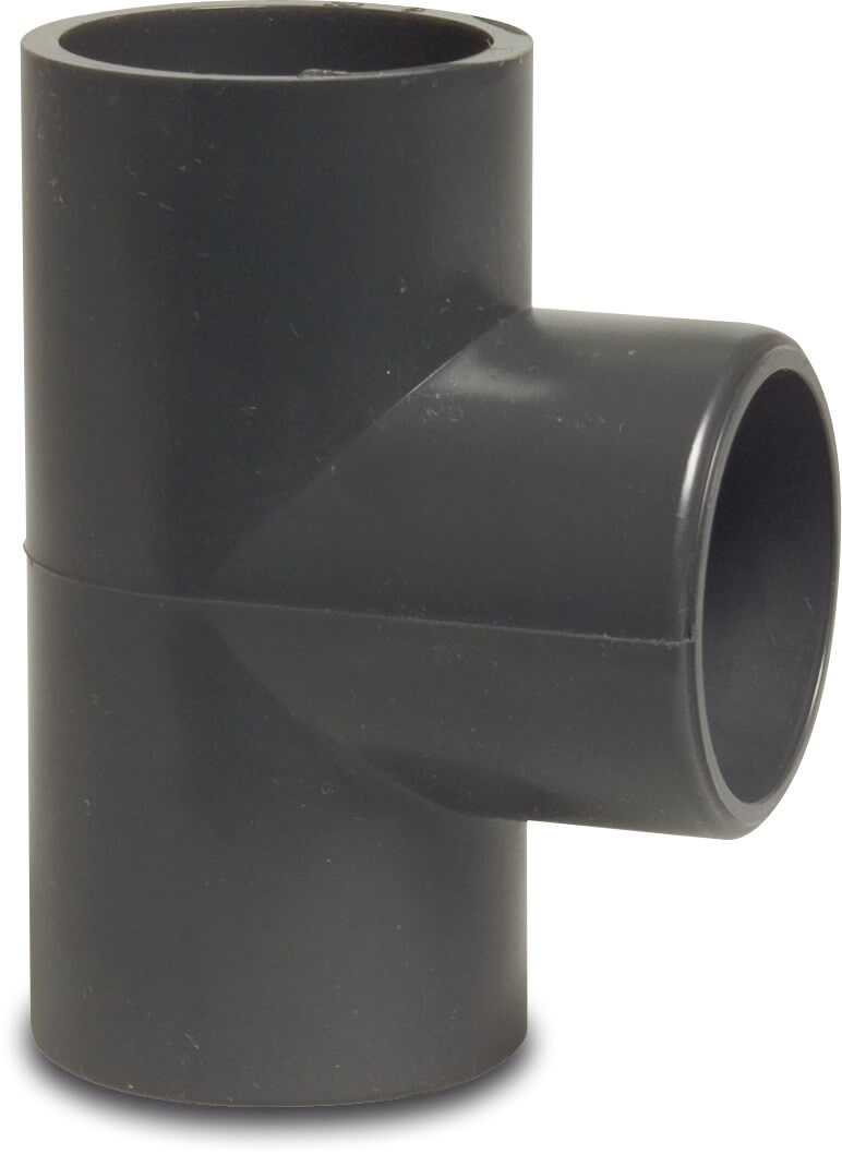 T-piece 90° PVC-U 20 mm glue socket 16bar grey