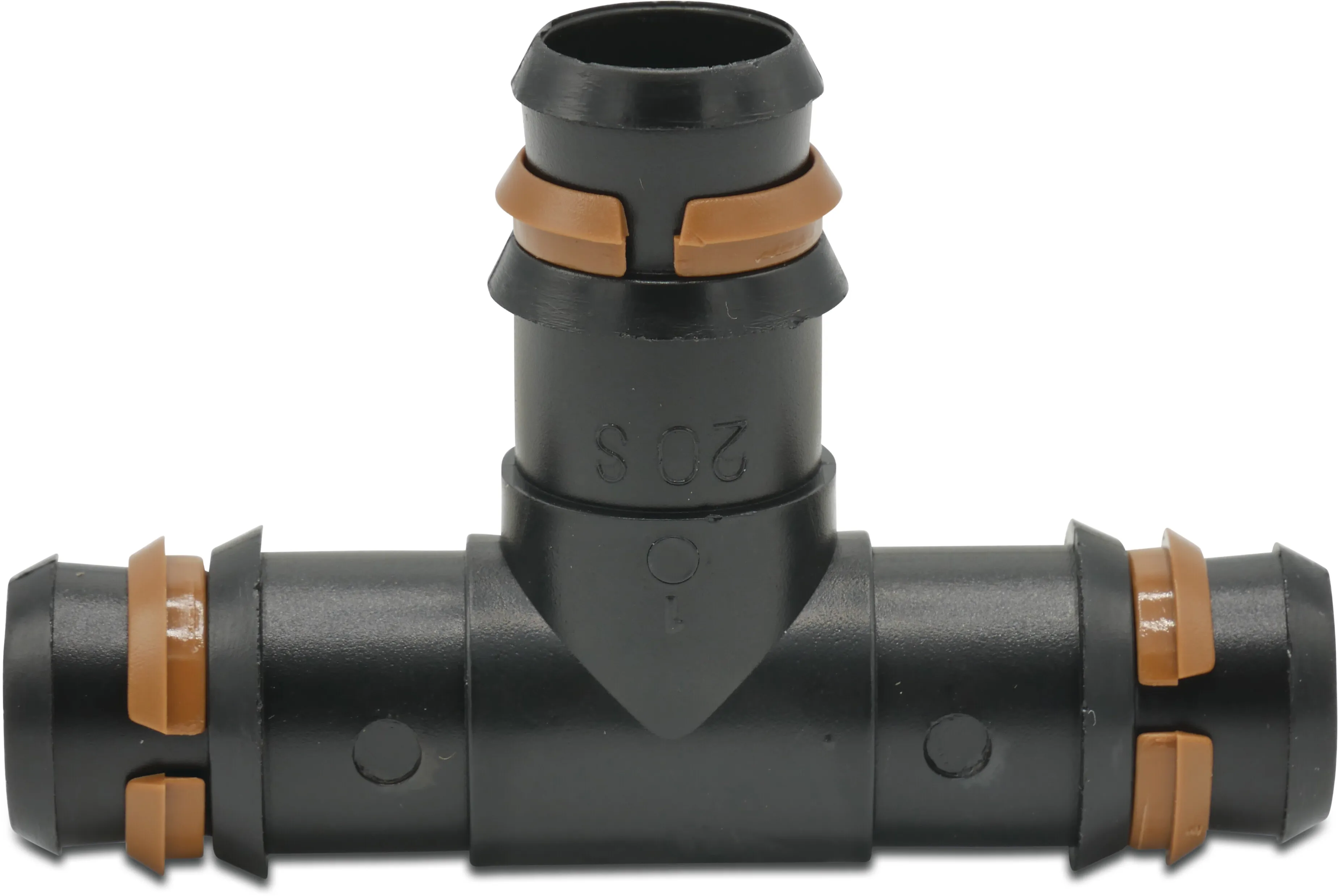 T-piece 90° PP 16 mm barbed 4bar black type safety