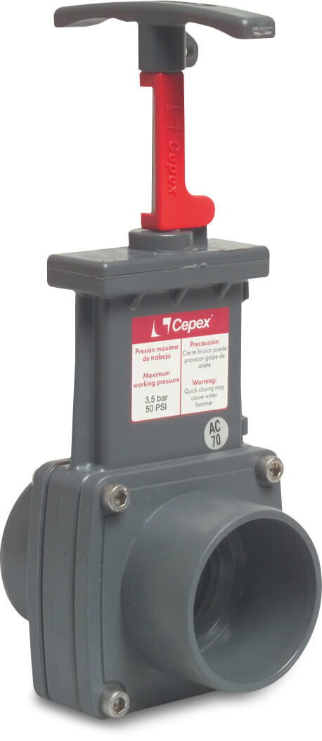 Gate valve PVC/ABS 2" imperial glue socket 3,5bar grey