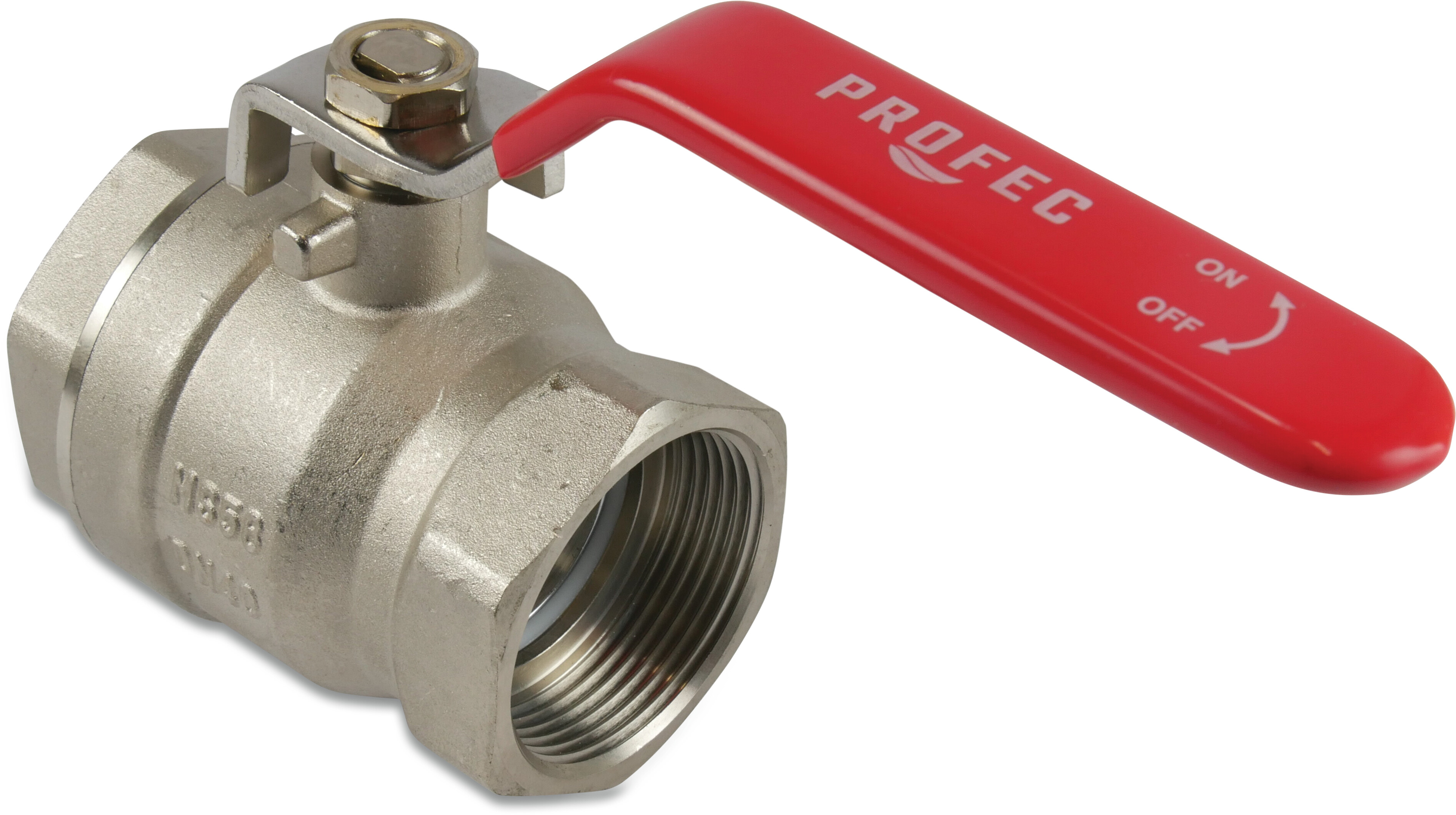 Profec Ball valve brass nickel plated 4" female thread 25bar type 100 VA