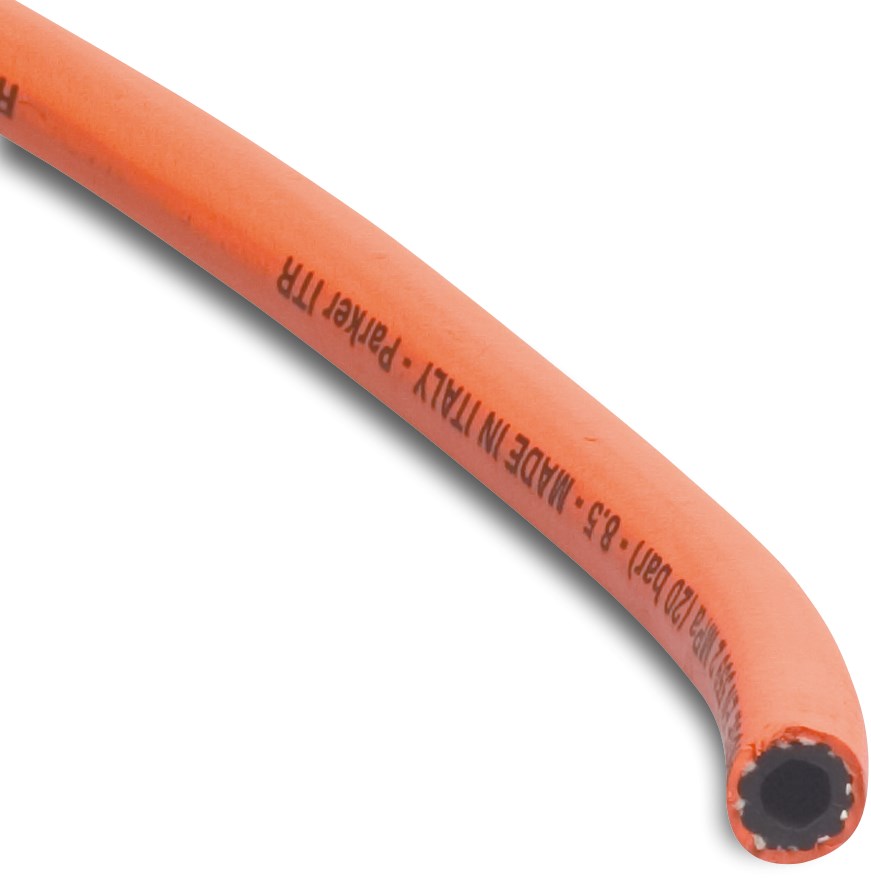 Rubber hose NBR/PVC 8 mm x 15,5 mm 20bar orange 100m type Propanpress SP421