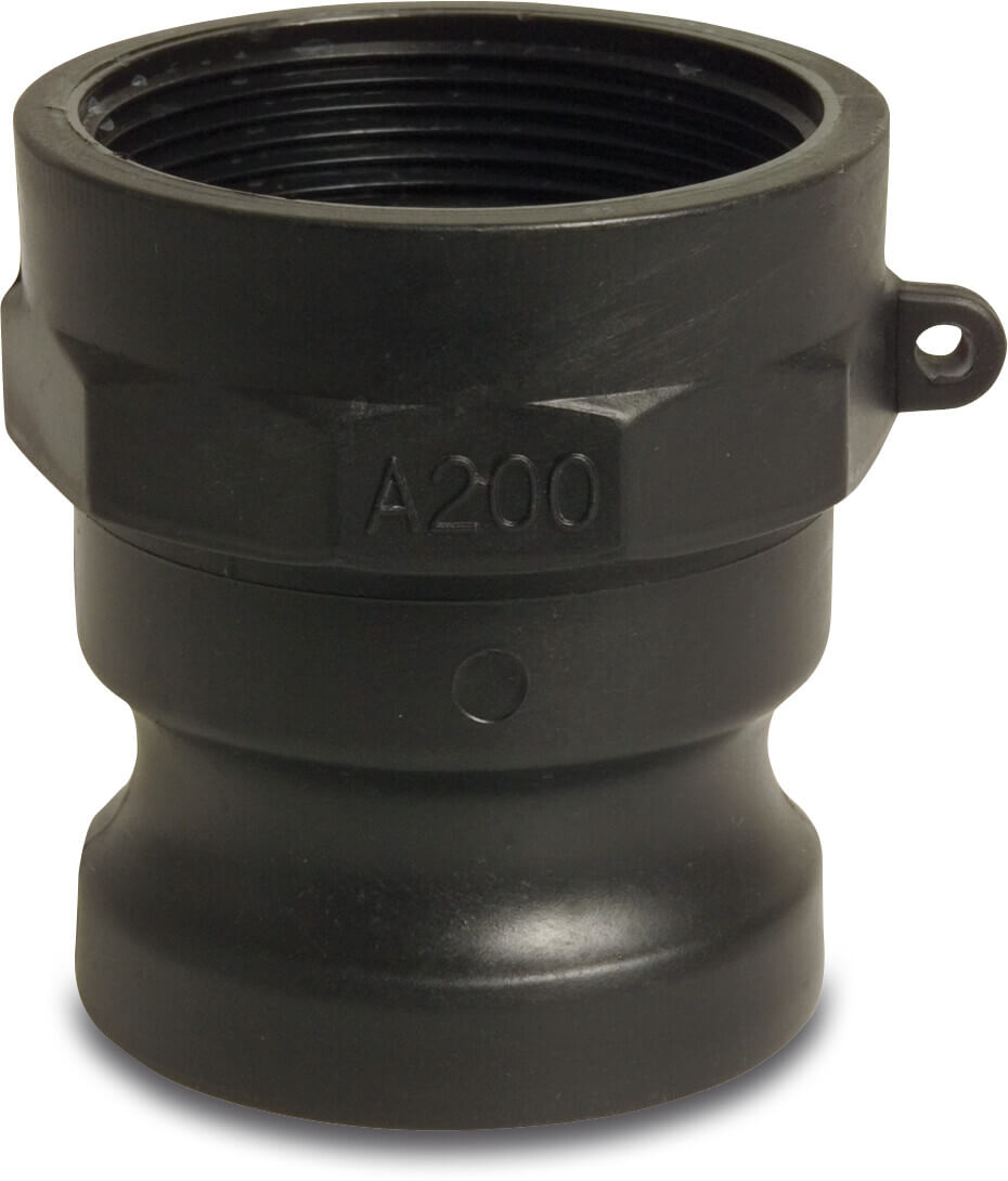 Quick coupler PP 1 1/2" male part Camlock x female thread 6bar black type Camlock A