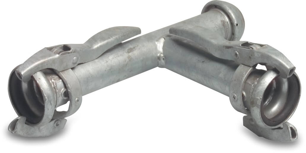 Quick coupler T-Piece 90° steel galvanised 108 mm female part Perrot x female part Perrot x male part Perrot type Perrot