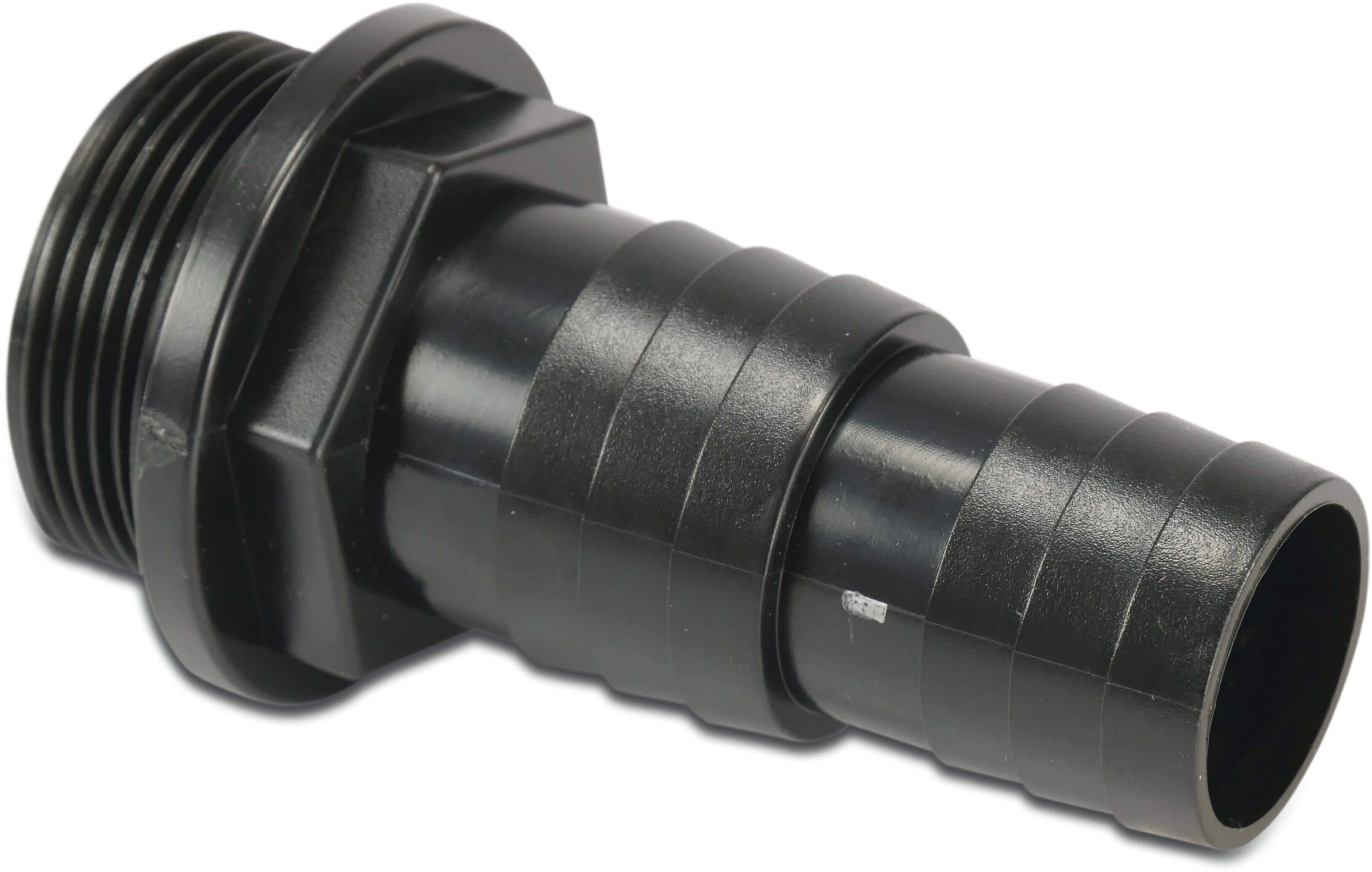 Slangestuds med o-ring ABS 1 1/2" x 32 - 38 mm udvendig gevind x slangestuds sort