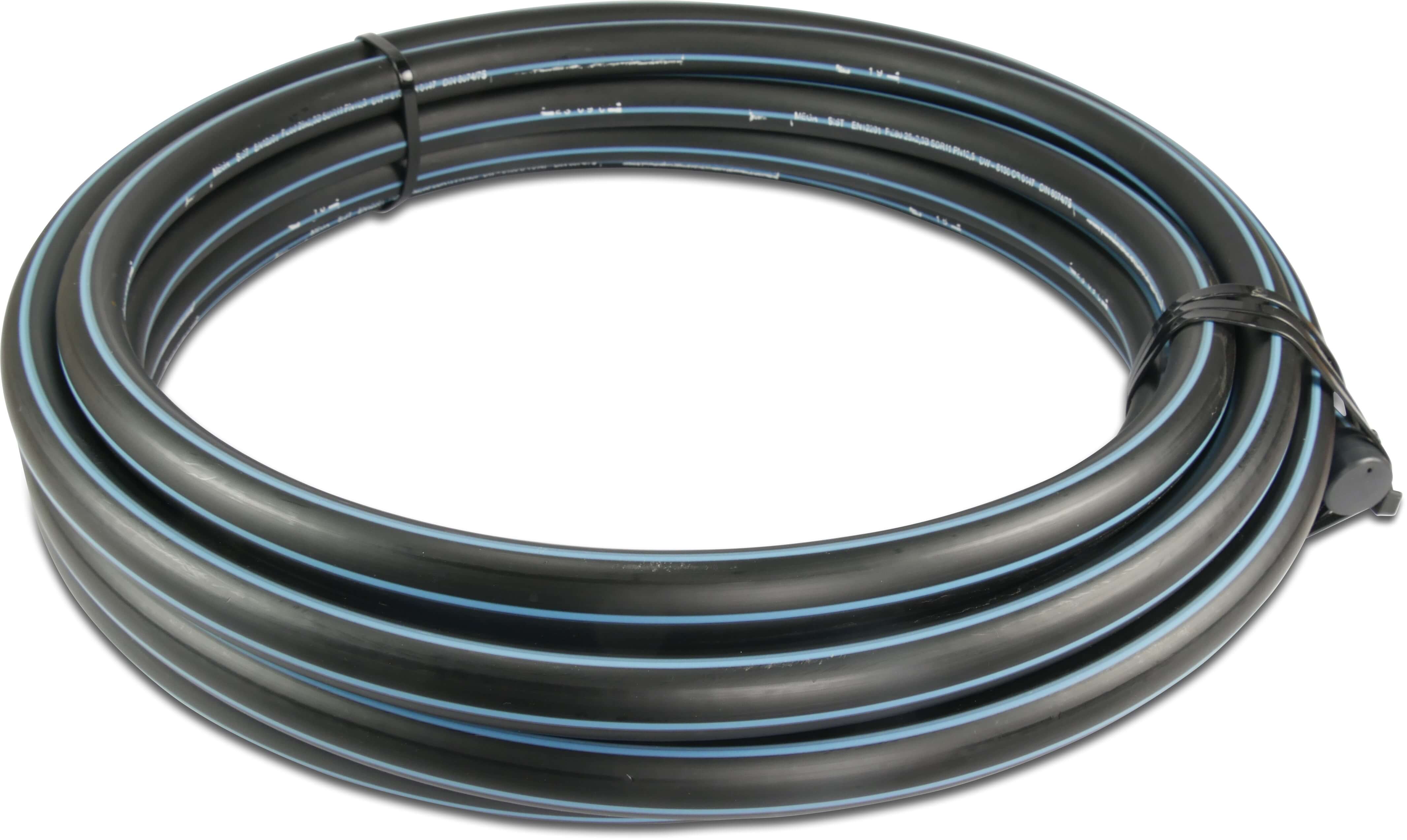 Pressure pipe PE80 20 mm x 2,0 mm plain SDR 11 12,5bar black/blue 10m DVGW type Ø pack=0,60m