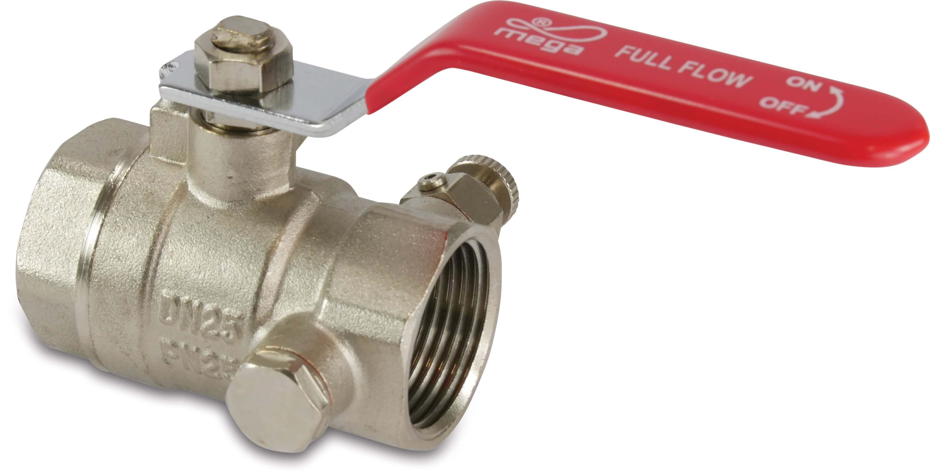 Profec Ball valve brass nickel plated 1/2" female thread 25bar type 108