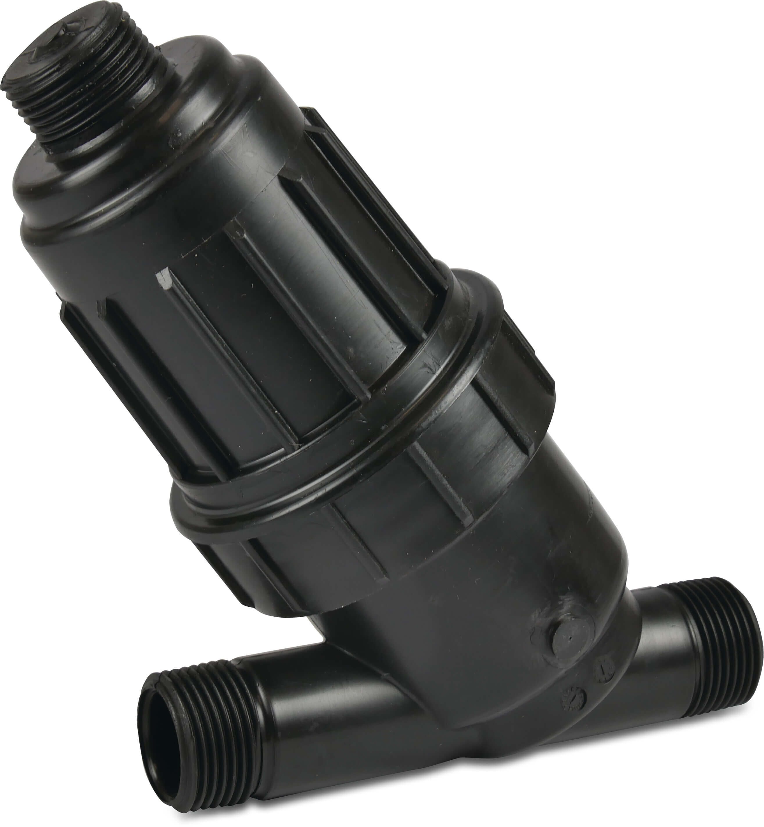 In-line filter PP 1" udvendig gevind 8bar 130mikron rustfri stål maske sort