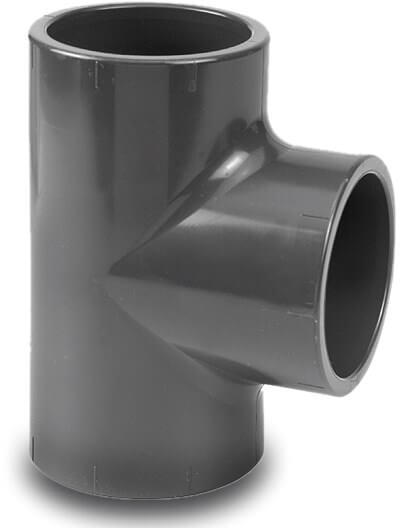 VDL T-piece 90° PVC-U 10 mm glue socket 16bar grey