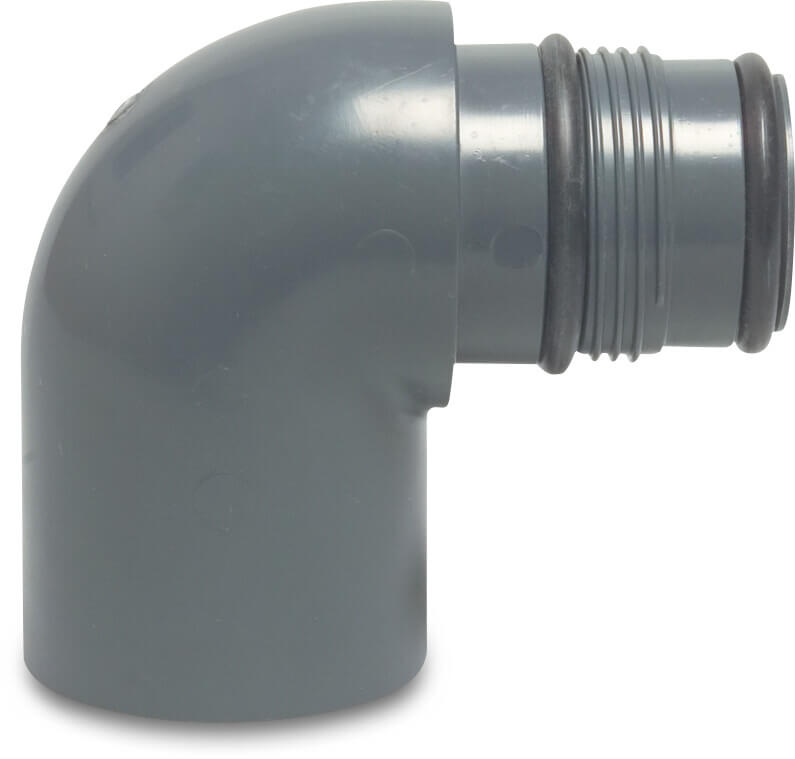 VDL Svingvinkel 90° PVC-U 32 mm limmuffe x indstik 10bar grå