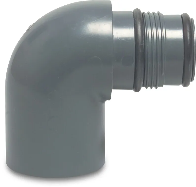 VDL Svingvinkel 90° PVC-U 32 mm limmuffe x indstik 10bar grå