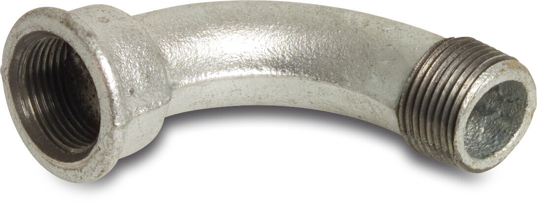 Profec Nr. 1 Bend 90° cast iron galvanised 1" female thread x male thread 25bar DVGW
