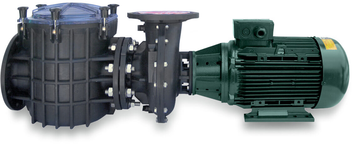 PSH Schwimmbadpump öffentlicher Bereich PP/GF30 DN100 DIN Flansch 7,4A 400/690VAC Schwarz/Grün Typ F-Giant-18
