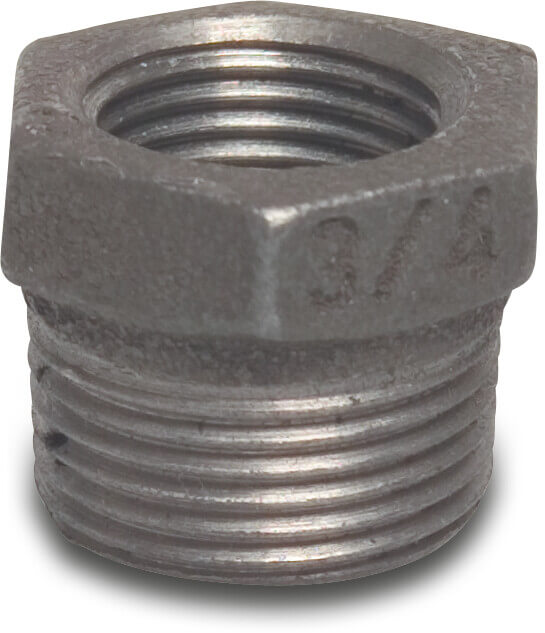 Profec Nr. 241 Reducer bush cast iron black 3/4" x 1/2" male thread x female thread 25bar DVGW