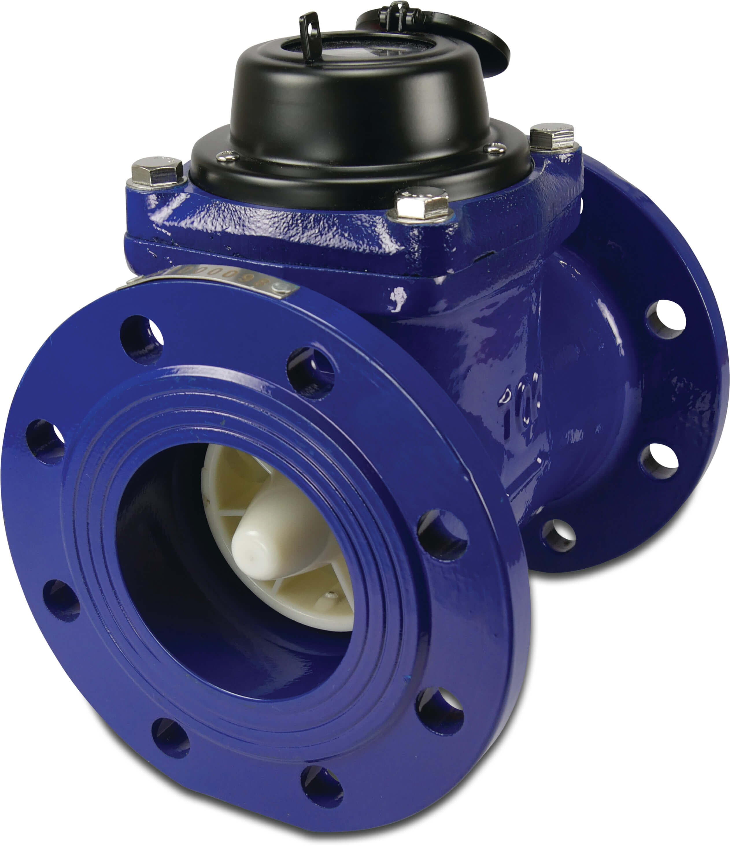 Profec Water meter cast iron DN100 DIN flange 16bar 60m³/h blue LXLC(R) type Woltman horizontal