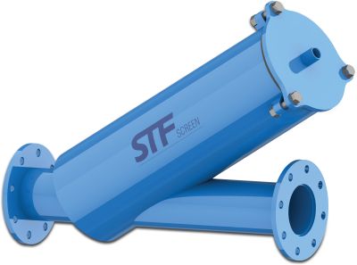 STF Inline filter carbon steel ST37.2 10bar flange blue