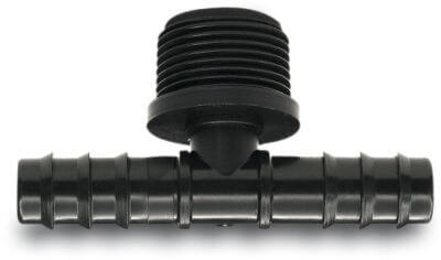 T-piece 90° PP barbed x male thread x barbed black