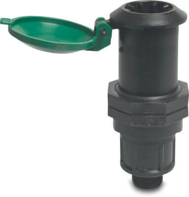 Riser valve PP 8bar male thread black/green