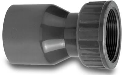 VDL 2/3 union coupler PVC-U 16bar glue socket x female threaded nut grey