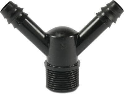 Y-piece POM 4 bar barbed x male thread x barbed black