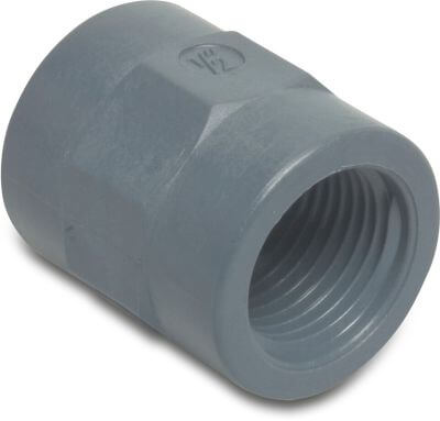 Socket PP 10 bar female thread grey