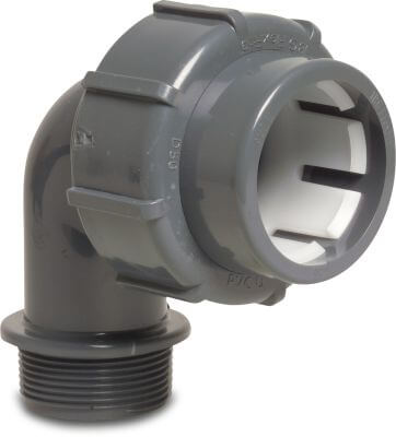 Elbow 90° PVC-U 4 bar compression x male thread grey