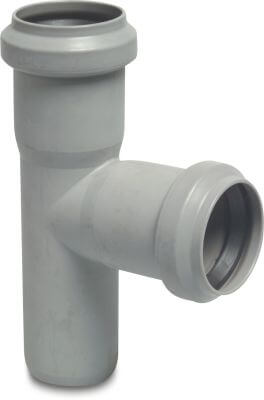 Drainage T-piece 87° PP ring seal x ring seal x spigot grey