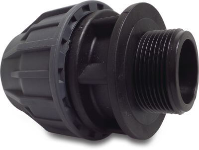Jasonflex Adaptor socket PP 16bar compression x male thread grey/black
