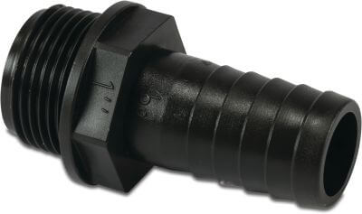 Hose tail PP 6bar male thread x hose tail black