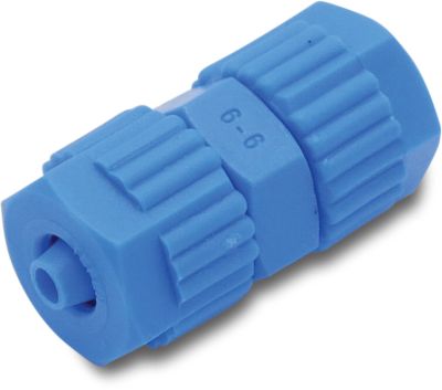 Tefen Connector PA glass fibre reinforced 14bar barbed blue