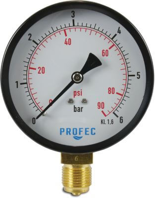 Profec Pressure gauge male thread black dry