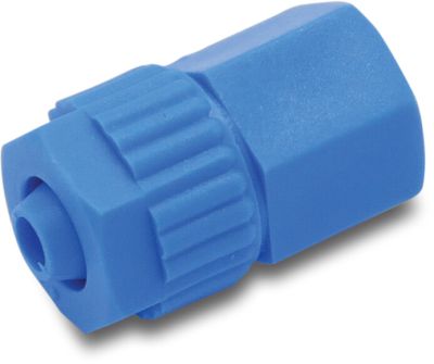 Tefen Connector PA glass fibre reinforced 14bar barbed x female thread blue