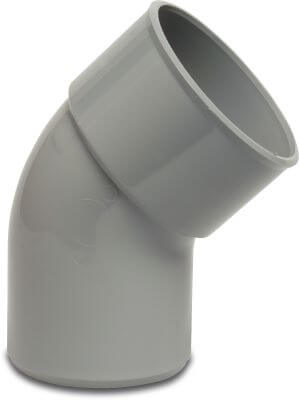 Drainage bend 45° PVC-U KOMO glue socket x spigot grey