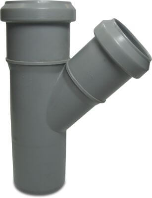 Drainage reducer T-piece 45° PP ring seal x ring seal x spigot grey
