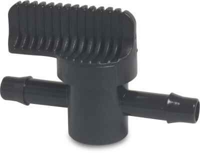 Plug valve PA (nylon) 10bar hose tail black WF