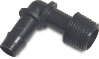 Barbed adaptor elbow 90° PA (nylon) 10bar male thread x hose tail black WF