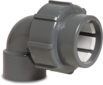 Elbow 90° PVC-U 4bar compression x imperial glue socket grey